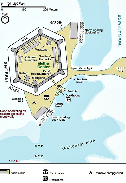 Snorkeling Map For Dry Tortugas Garden Key