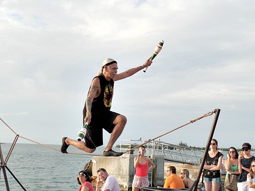 Juggler Tightrope Walking At Mallory Square Key West Sunset Celebration