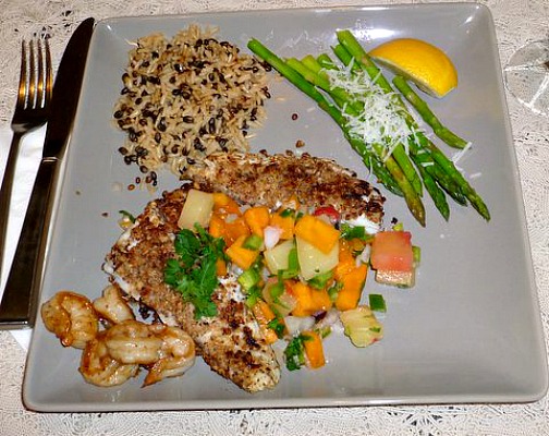 Mahi Mahi with Coconut and Persimmon Salsa
