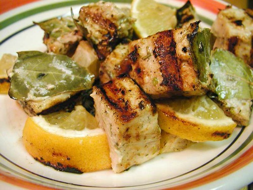 Herb marinated swordfish meat