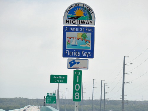 Florida Scenie Highway All American Road Sign on the Jewfish Creek Bridge 