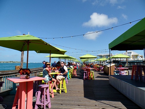 Colorful tables at Sunset Pier Key West