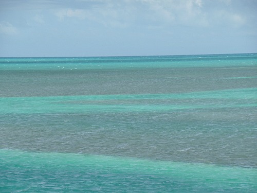 Florida Keys water colors are combinations of green, blue, brown, and turquoise