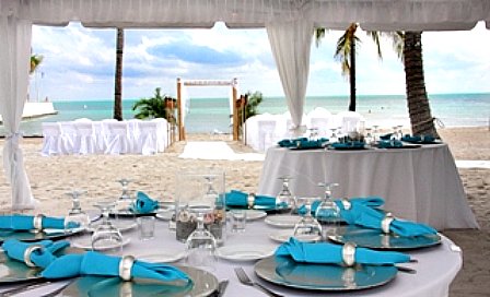 Fully Decorated Beach Wedding Reception