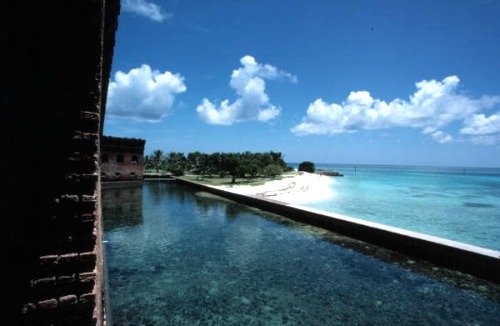 Looking over Moat to Dry Tortugas Garden Key Beach