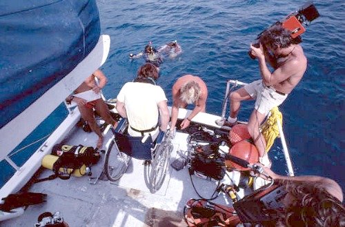 Disabled Key West Diver Being Assisted Into The Water