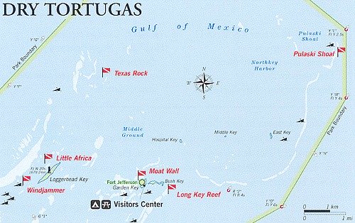 Dry Tortugas Diving Map