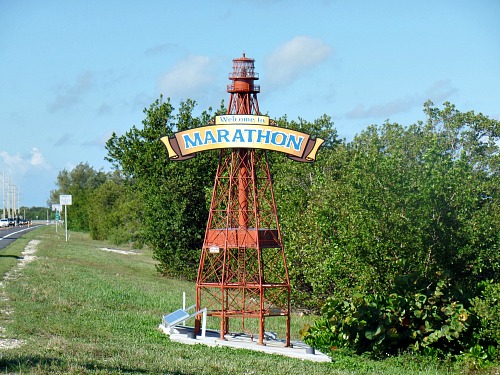 Welcome To Marathon Sign Is a Lighthouse